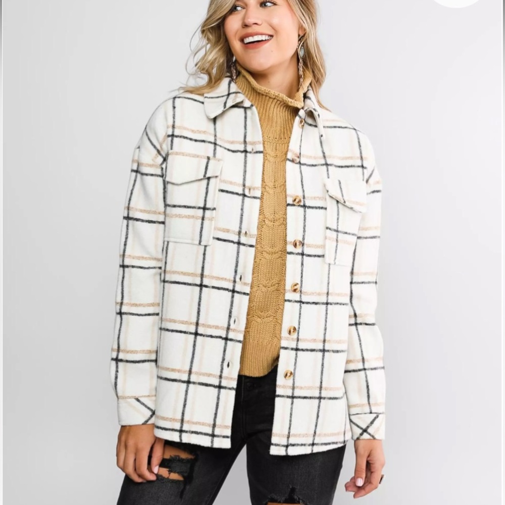 💚🩷HP🩷💚BKE Brush Plaid Shacket